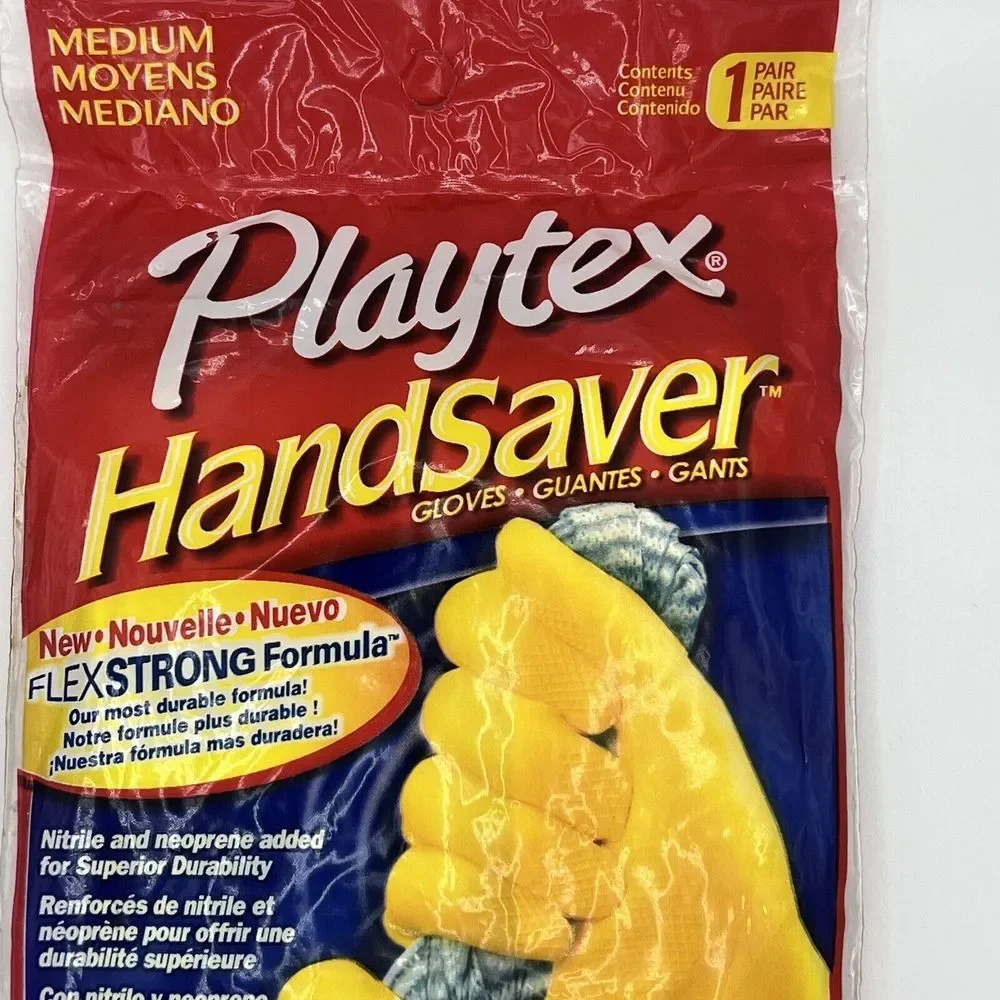 1 Pair Playtex HandSaver Gloves Medium 2008 Yellow Brand‎ New